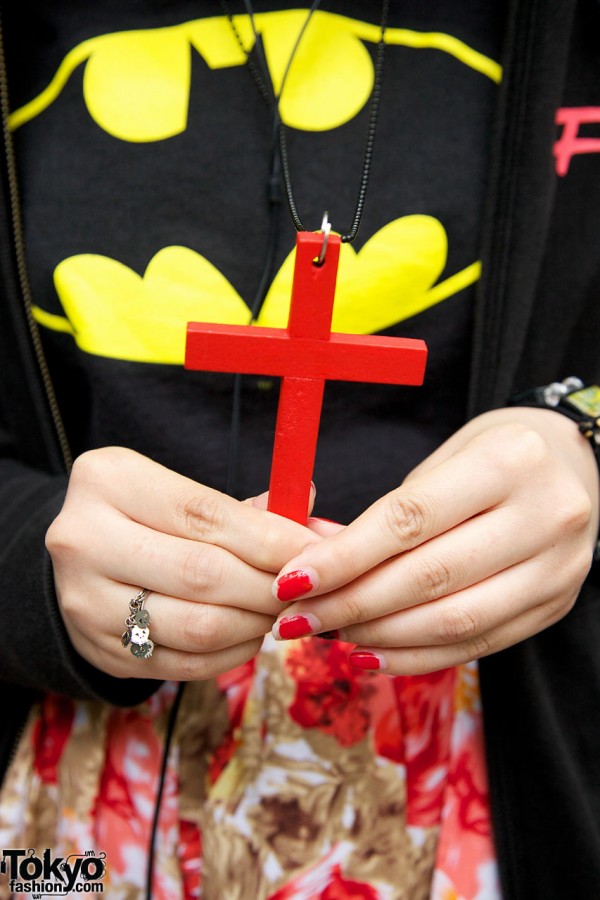 Red Wooden Cross Necklace from Nadia