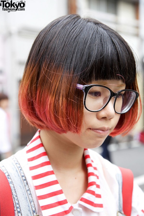 Two-Tone Red & Black Bob Hairstyle