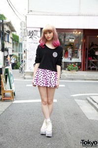 Nadia Harajuku Yui in Vargas Earrings, Spank! Skirt & Platform Converse ...