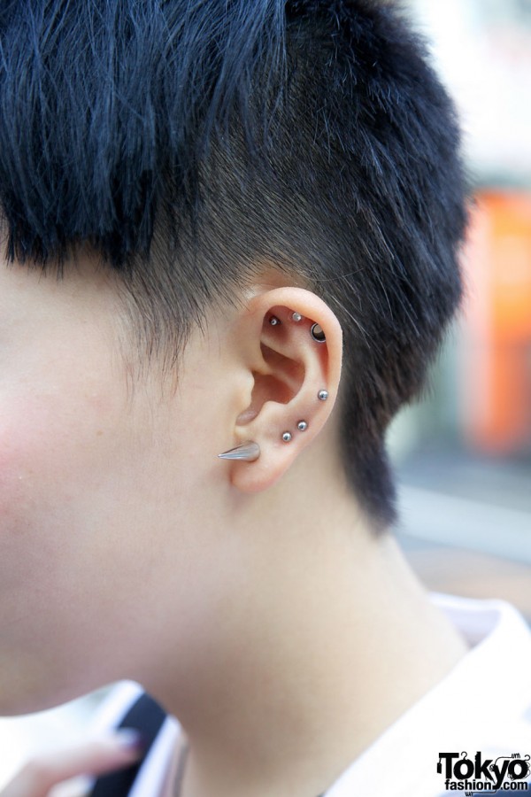 Studded Ear Piercings in Harajuku