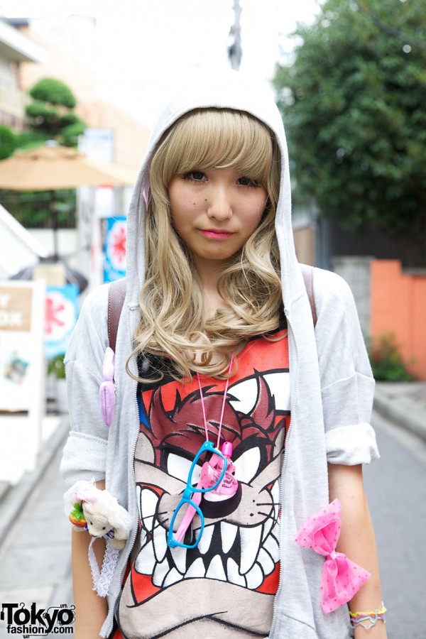 Blonde Japanese Girl in Skeleton Tights, Tulle Skirt & Hoodie – Tokyo ...