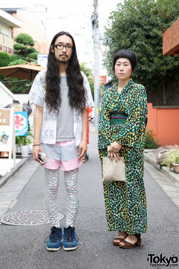 Guy in American Apparel shorts & Girl in Kimono