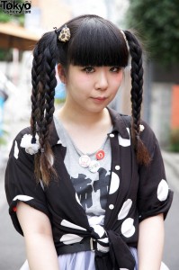 Triple Braids & Bangs Hairstyle in Harajuku