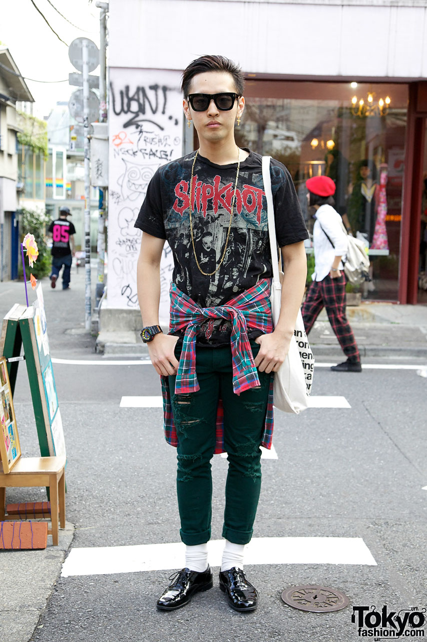 Harajuku Guy's Slipknot Tee, Roc Star Jeans & American Apparel Patent Shoes