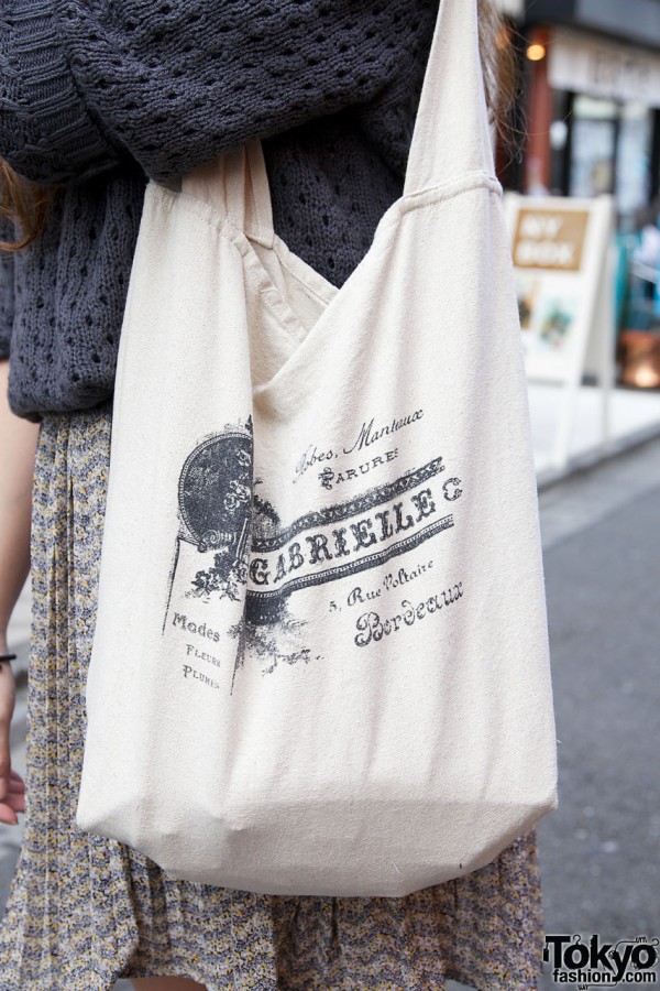 Vintage-print Cloth Bag in Harajuku