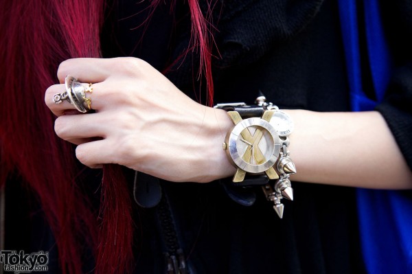 Spiked Watch & Ring in Harajuku