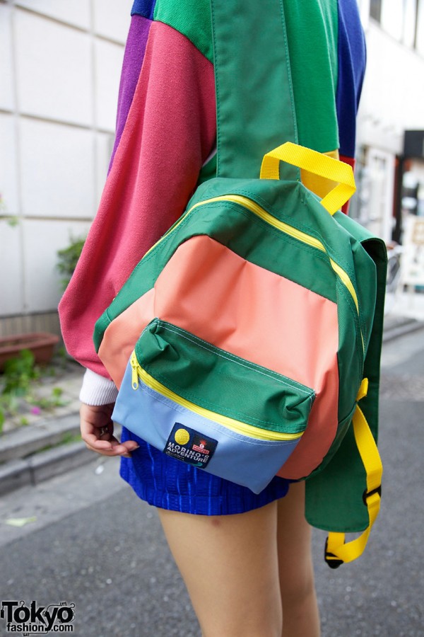 Color block backpack in Harajuku