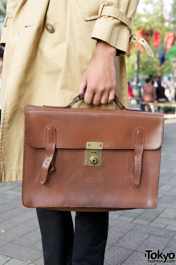Vintage Leather Briefcase in Tokyo