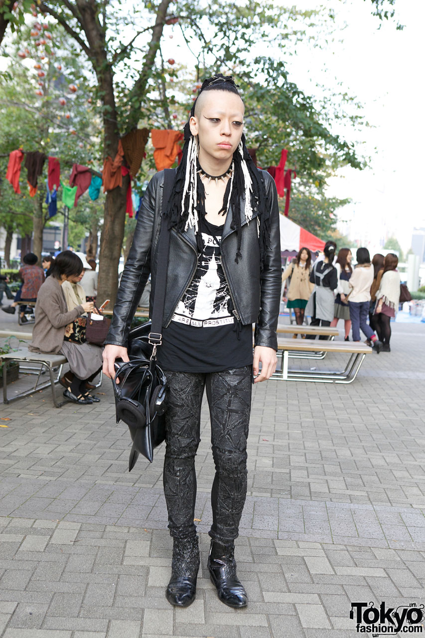 Punk Hair Falls, Stunning Handmade Pants, Boots & Black Star Bag in Tokyo