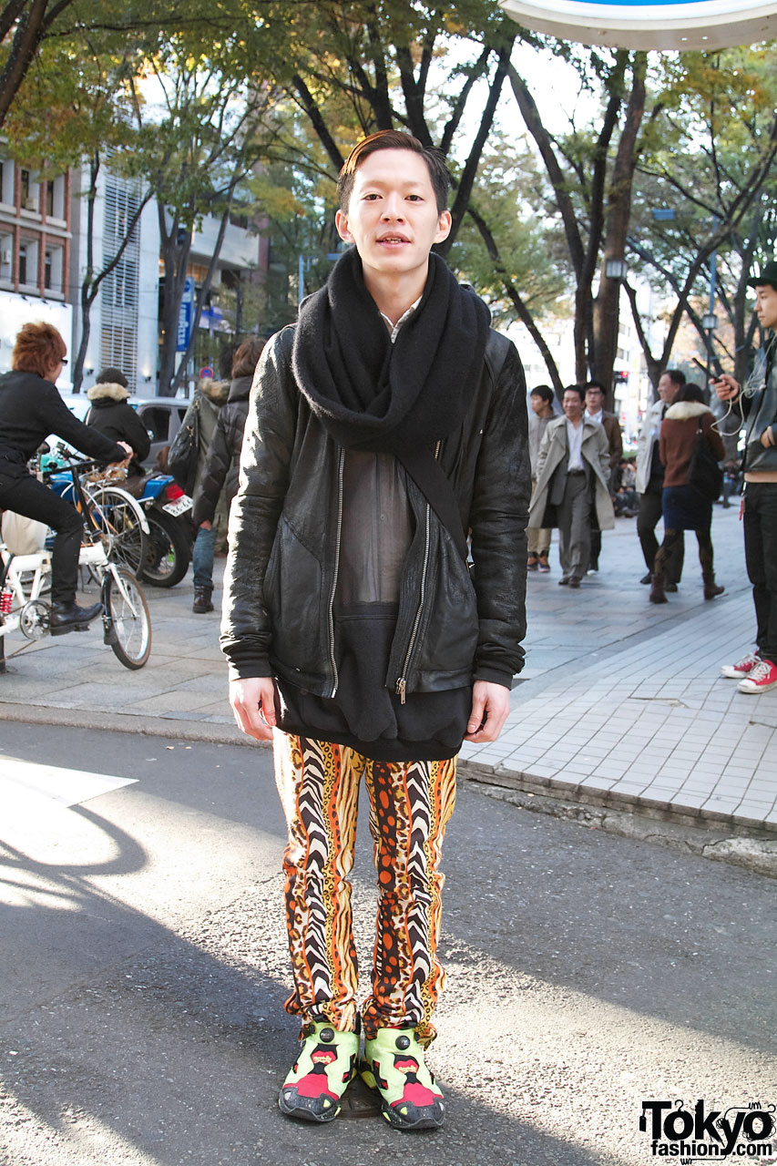 Tregua limpiar enviar Harajuku Guy in Rick Owens Leather & Jeremy Scott x Adidas Leopard Pants –  Tokyo Fashion