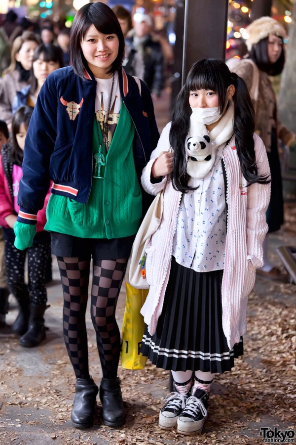 Six Friends in Harajuku w/ Hello Kitty Sweater, Action Figure Necklace, Platform Converse & Panda