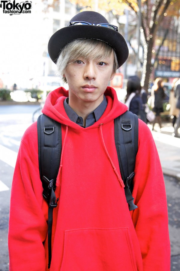 Harajuku Guy in Red Champion Sweater