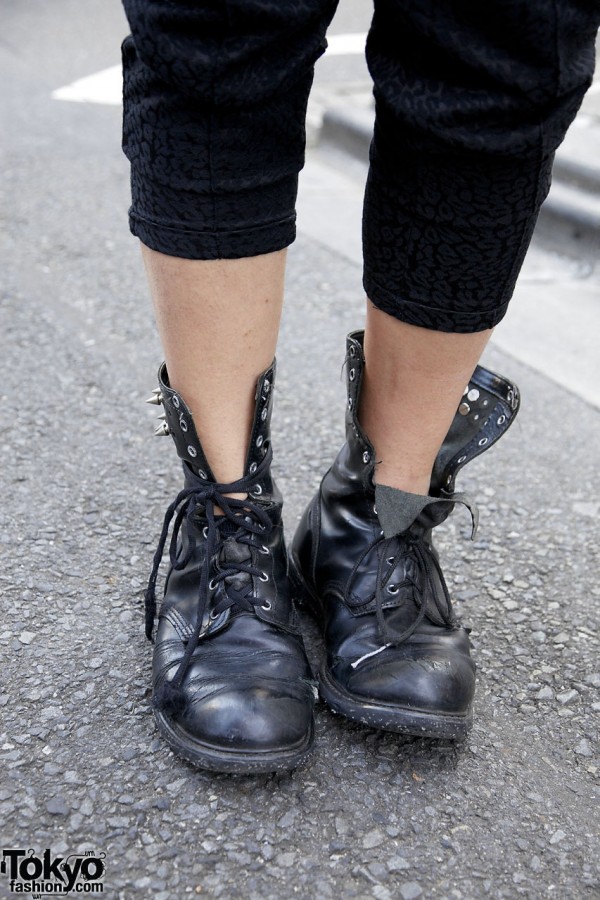 High top boots with spikes in Harajuku