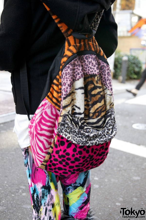 Colorful Animal Print Backpack in Harajuku