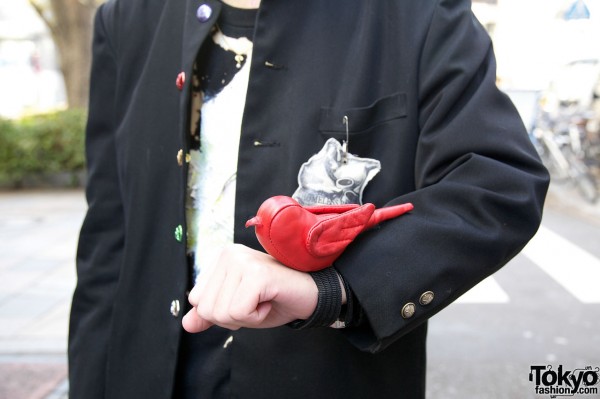 Red bird wristband in Harajuku