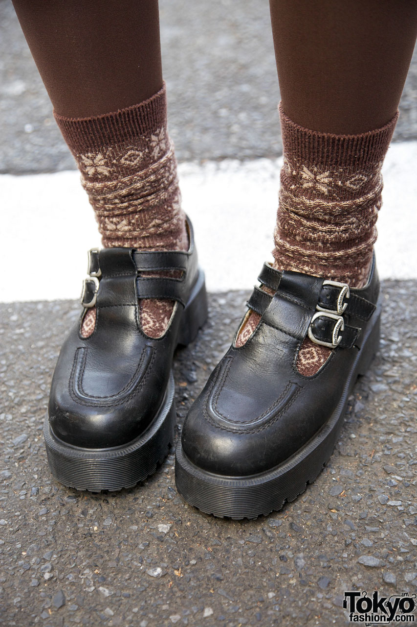Cable Knit Sweater, Leather Shorts & Dr. Martens in Harajuku – Tokyo ...
