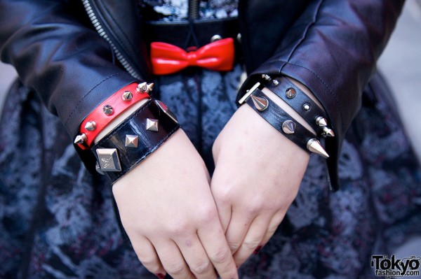 Studded leather wristbands in Harajuku