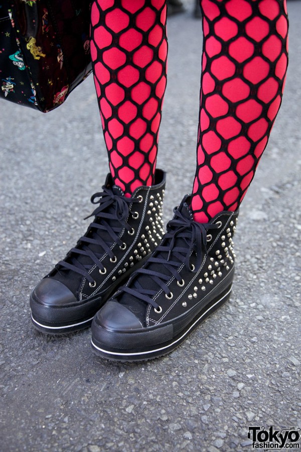Studded high top sneakers in Harajuku