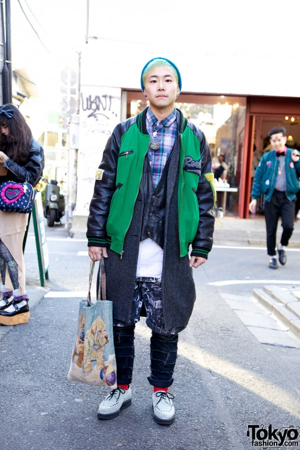 Terry from Bubbles Harajuku in Vintage Stadium Jacket & Creepers