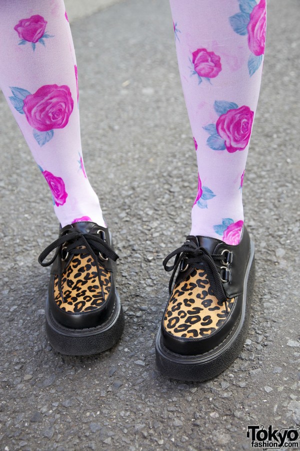 Rose Tights & Leopard-print Bodyline Creepers