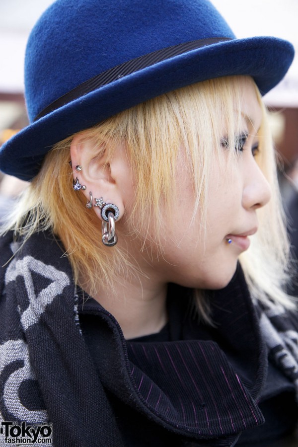 Gauged Earring & Blonde Hair in Harajuku