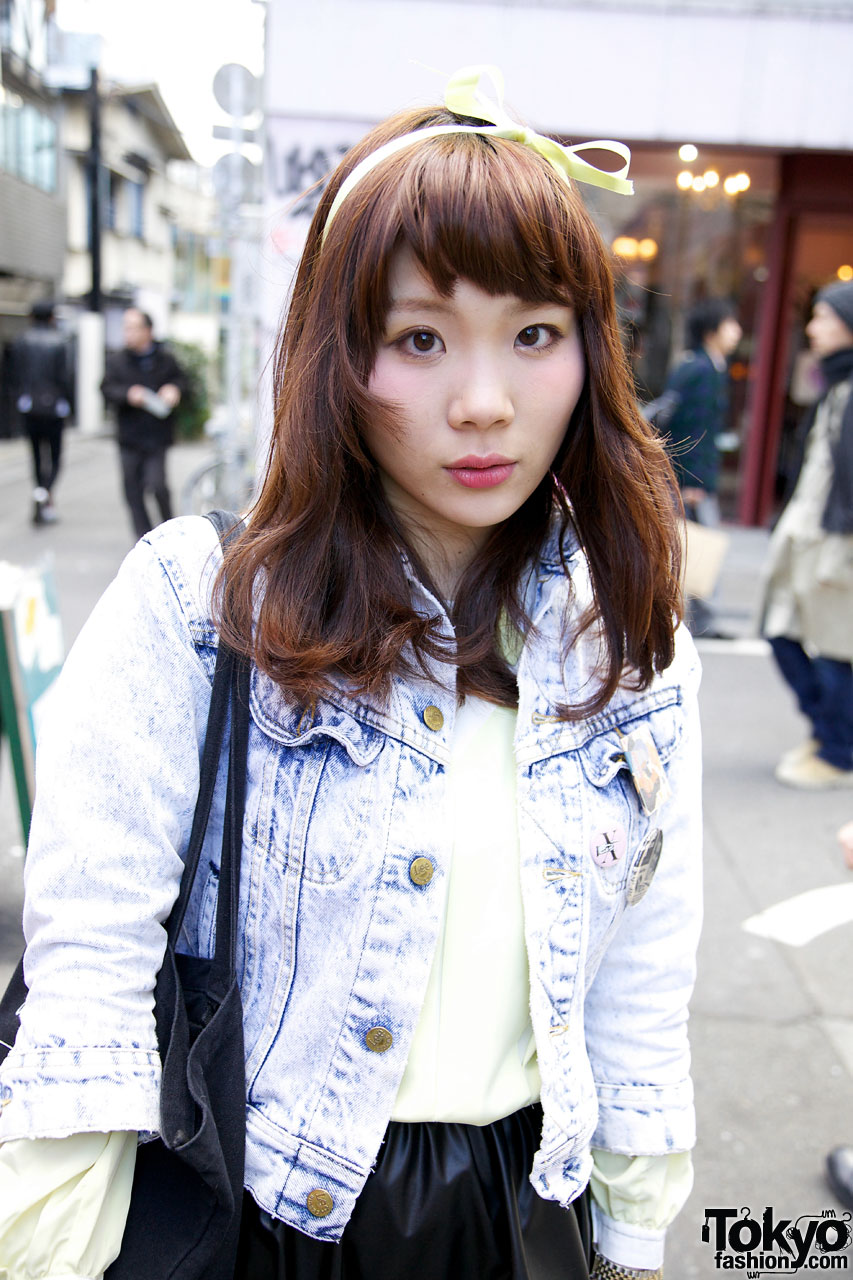Akari’s Acid Wash Jacket, I Am I Skirt & Ribbon Shoe Laces in Harajuku ...