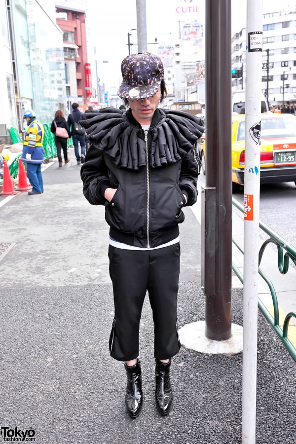 Harajuku Guy’s Phenomenon Ruff Collar Cross Jacket & Spikes