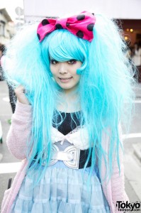 Blue Harajuku Hair & Pink Hair Bow