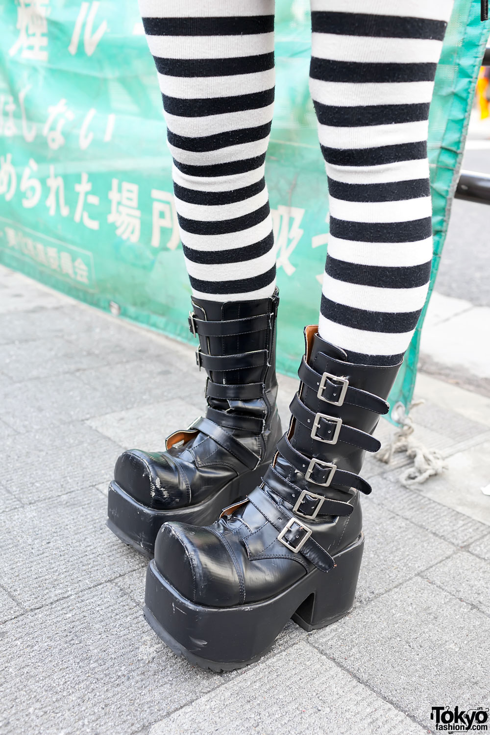 Devil Hoodie, Striped Socks & Platform Boots in Harajuku – Tokyo Fashion