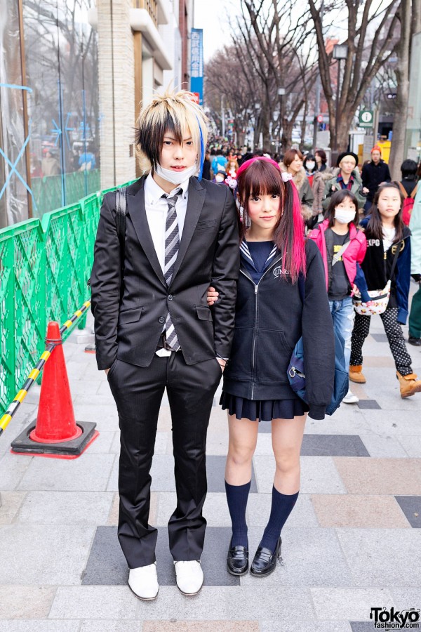 Harajuku High School Students With Colorful Hair