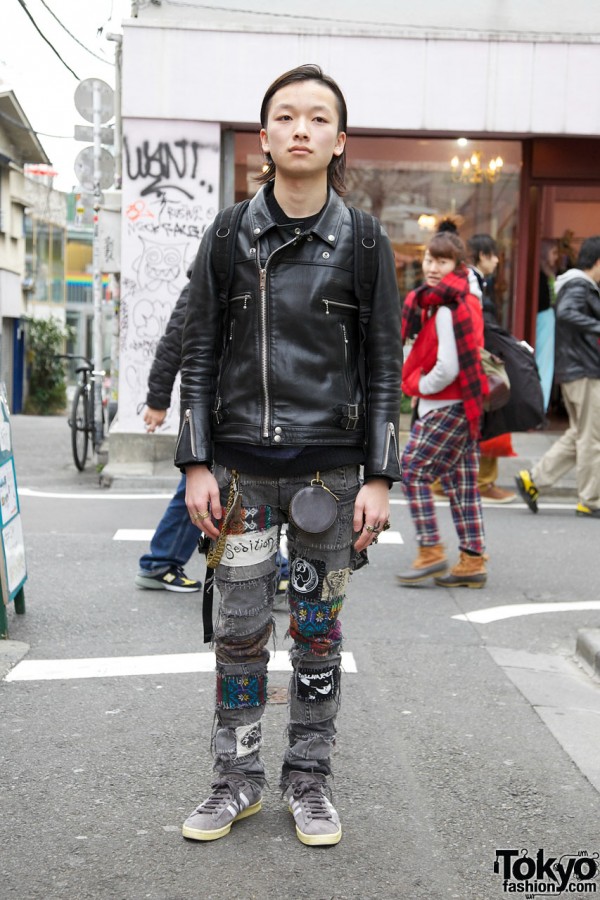 Bunka Student’s Undercover Leather Jacket & Handmade Patched Jeans