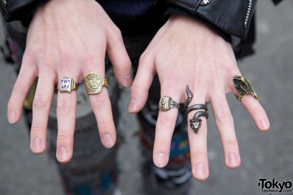 Vintage class ring & other rings in Harajuku