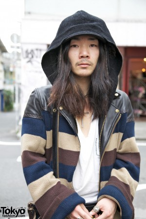Li Lium’s Blackmeans Leather-Knit Jacket & Patched Labrat Jeans – Tokyo ...