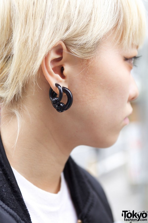 Plastic hoop earrings in Harajuku