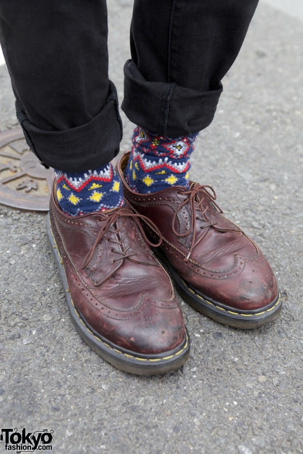 Dr. Martens oxford shoes w/ patterned socks