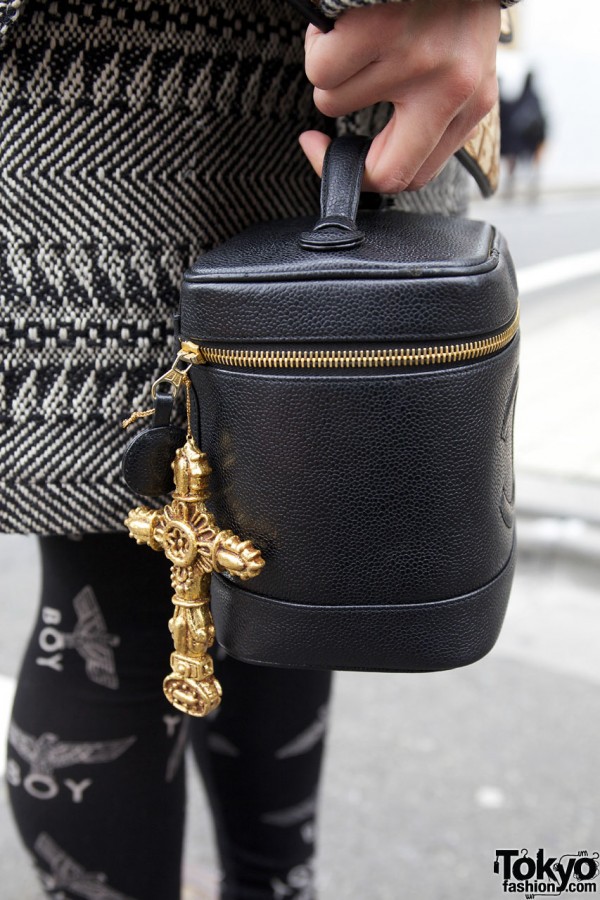 Vintage Chanel Bag & Gold Cross