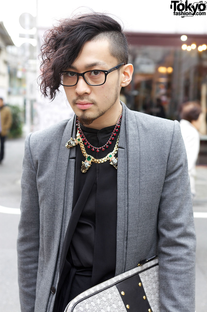Aran’s Songzio Jacket, Avan Trance Shirt & Trussardi Bag – Tokyo Fashion