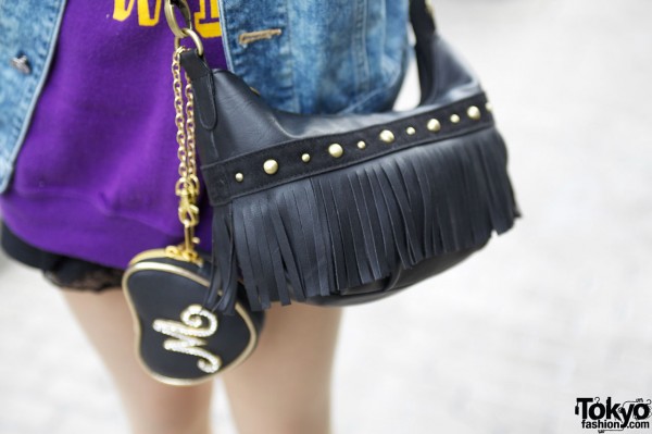 Fringed suede & leather purse