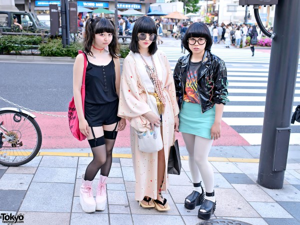 Three Stylish Girls in Harajuku