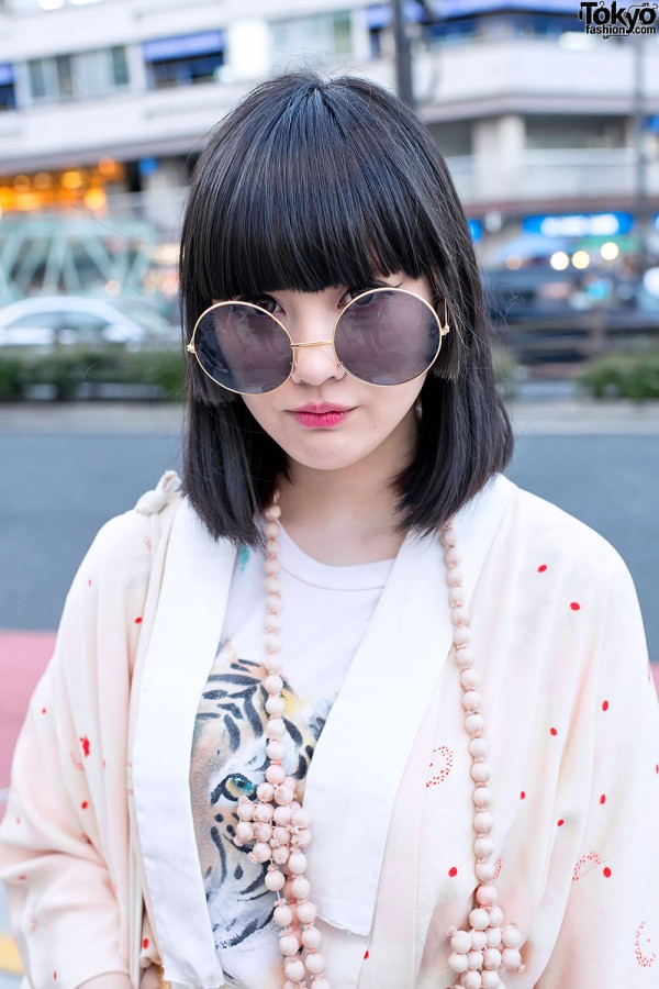 Round Glasses & Kimono Robe in Harajuku