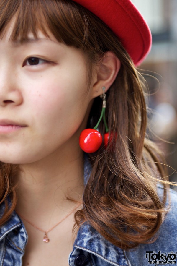 Double cherry earring in Harajuku
