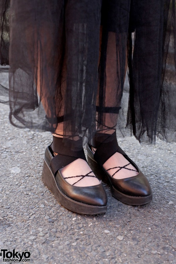 Emoda platform shoes w/ ankle ribbons
