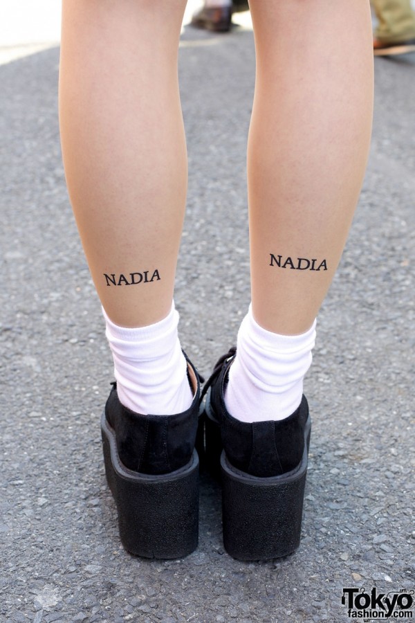 Nadia tattoo tights in Harajuku