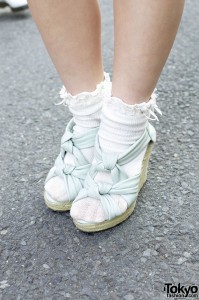 Lucy wedge sandals w/ white socks in Harajuku