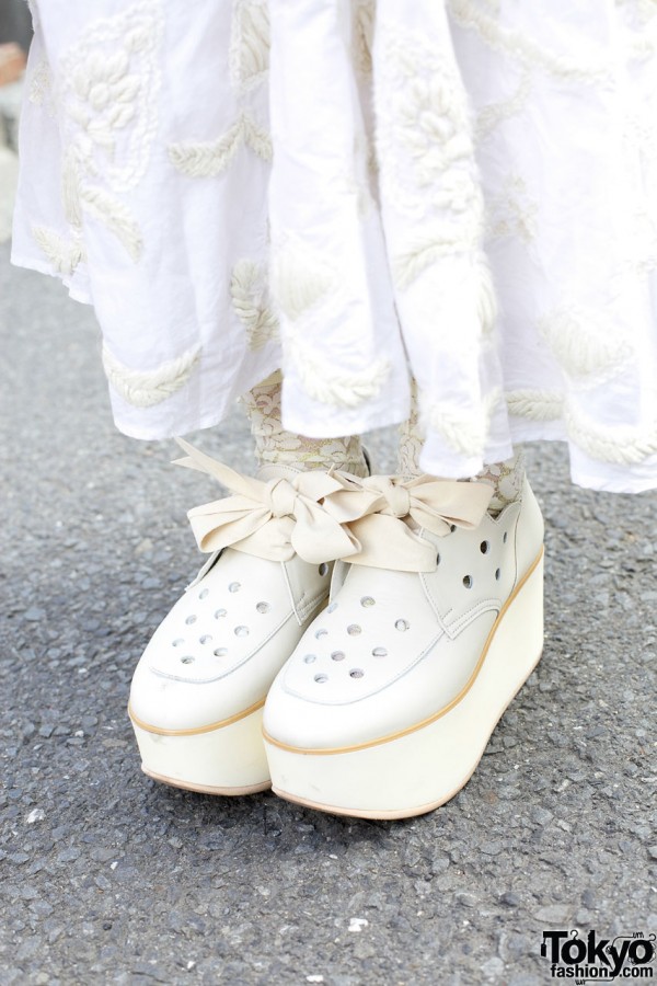 White Tokyo Bopper Platform Shoes