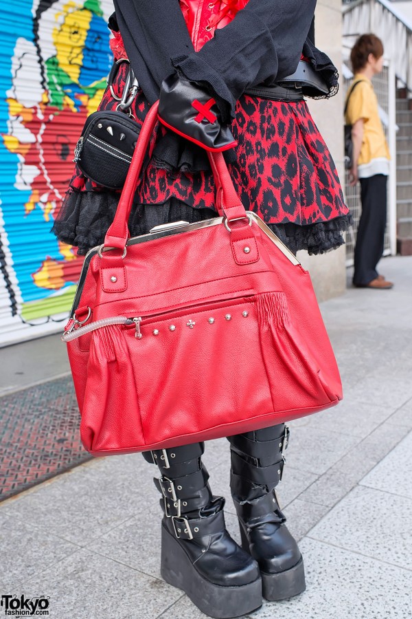 Red Leather Purse in Harajuku