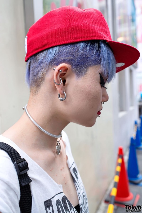 Blue Hair & Piercings in Harajuku