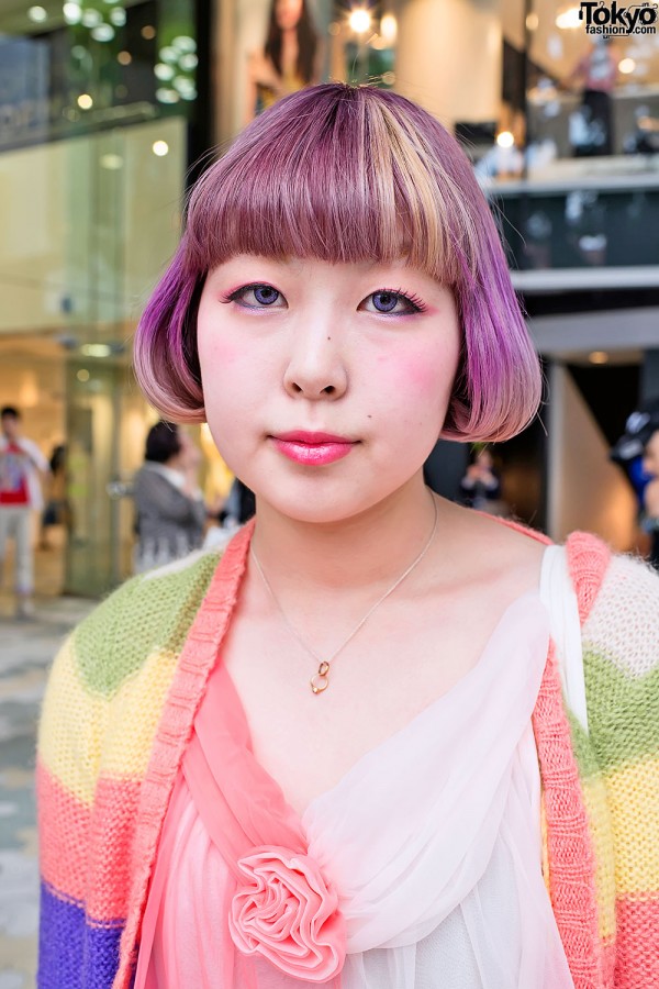 Pretty Purple Bob Hairstyle in Harajuku