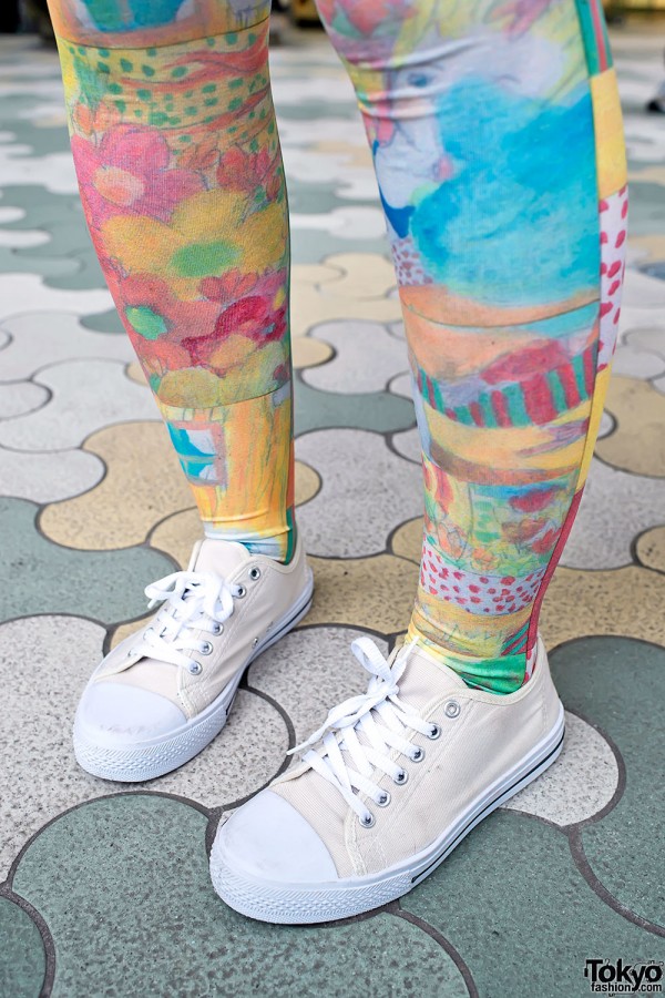 Graphic Tights & Low Top Sneakers in Harajuku