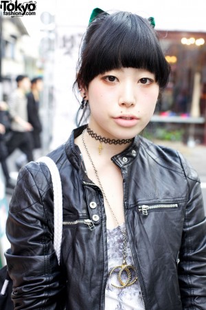 Criss-Cross Thigh Highs, IGNI Leather Jacket & Punk Accessories – Tokyo ...